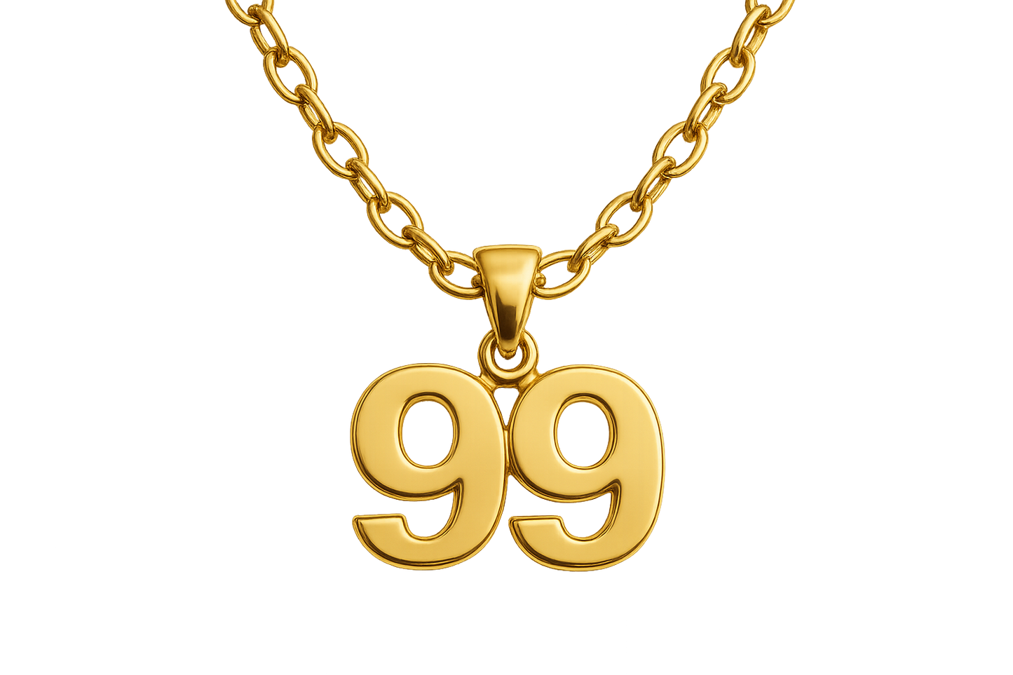 Gold Pendant Necklace 99 with none give the image in png format no background