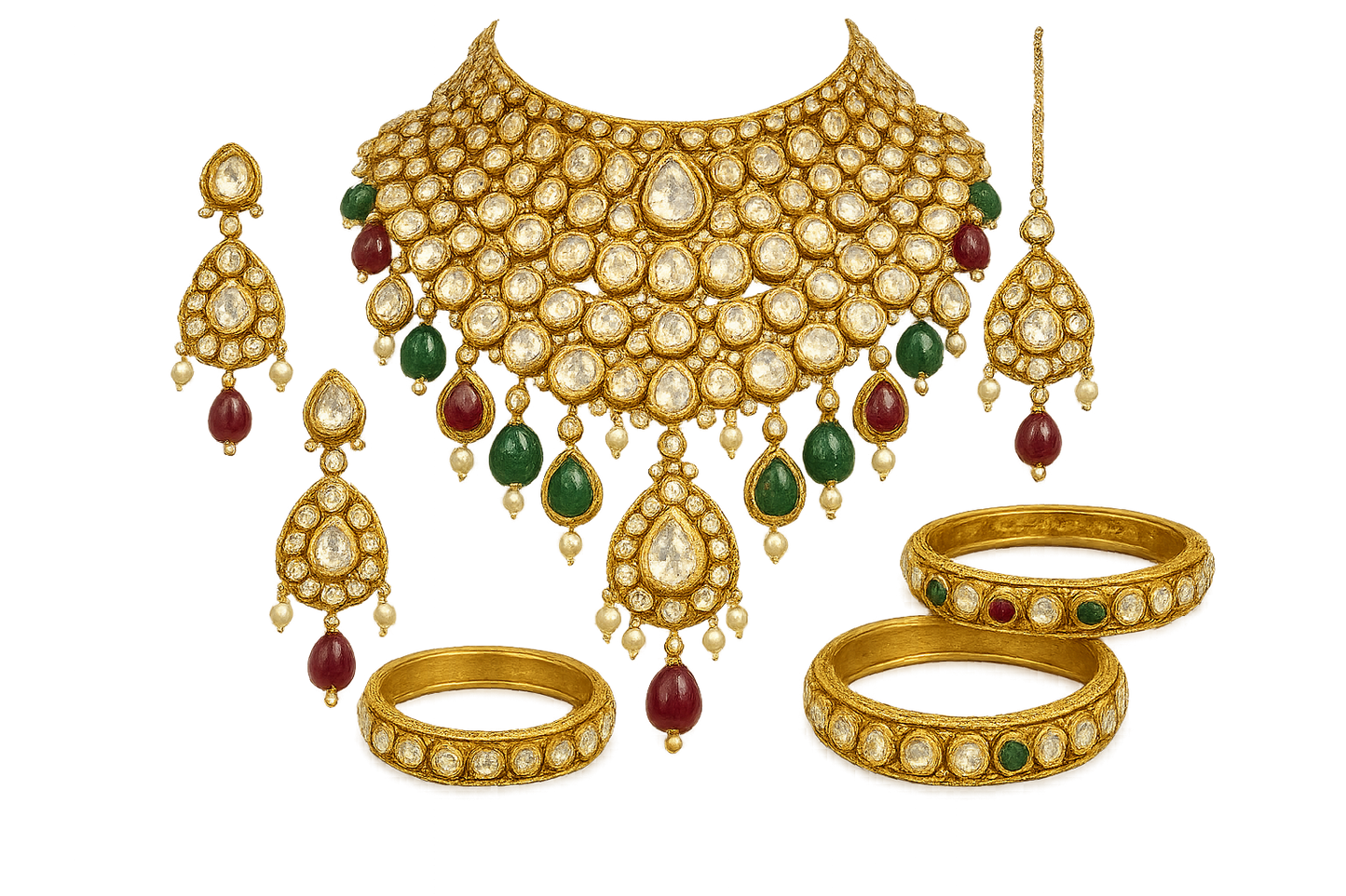 Kundan Bridal Set 49 with none give the image in png format no background