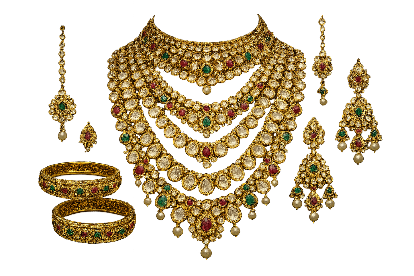 Kundan Bridal Set 70 with none give the image in png format no background