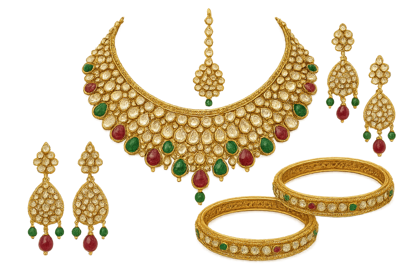 Kundan Bridal Set 95 with none give the image in png format no background