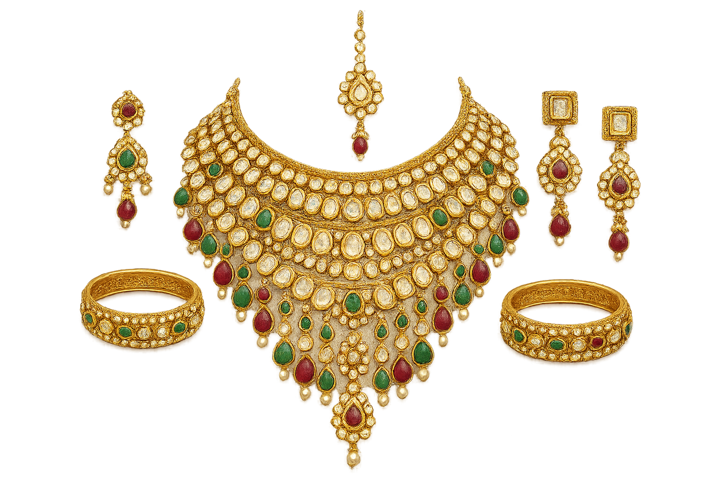 Kundan Bridal Set 98 with none give the image in png format no background