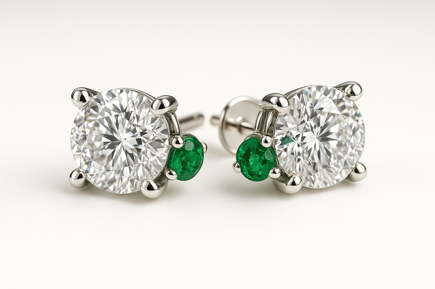 Diamond Stud Earrings 10 with emerald give the image in png format no background