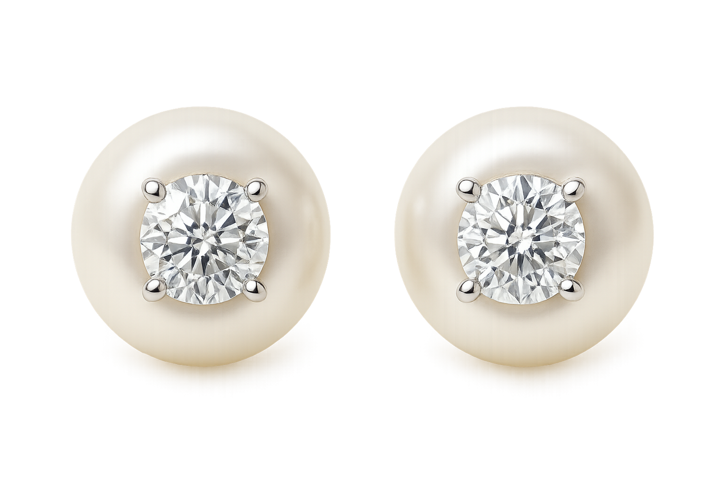 Diamond Stud Earrings 10 with pearl give the image in png format no background 