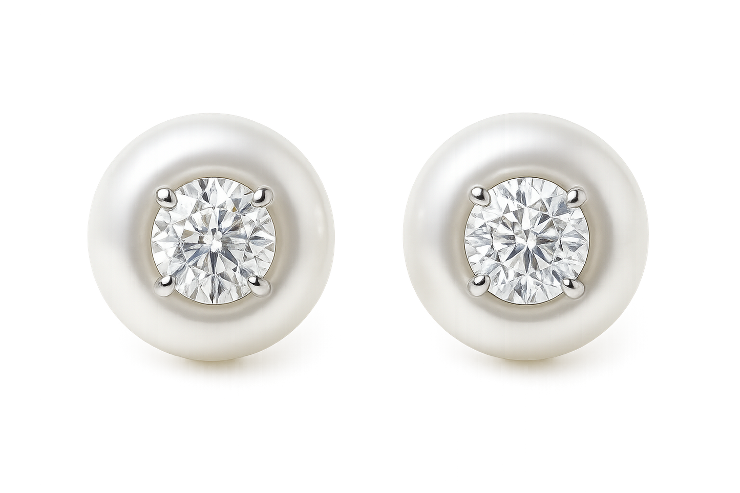 Diamond Stud Earrings 10 with pearl give the image in png format no background 