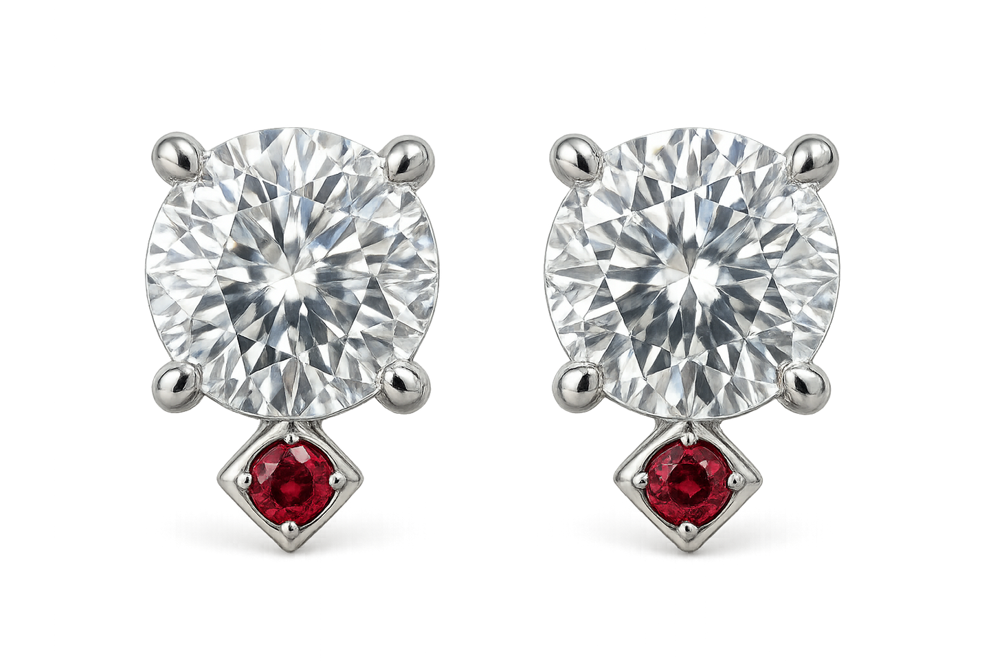 Diamond Stud Earrings 10 with ruby give the image in png format no background