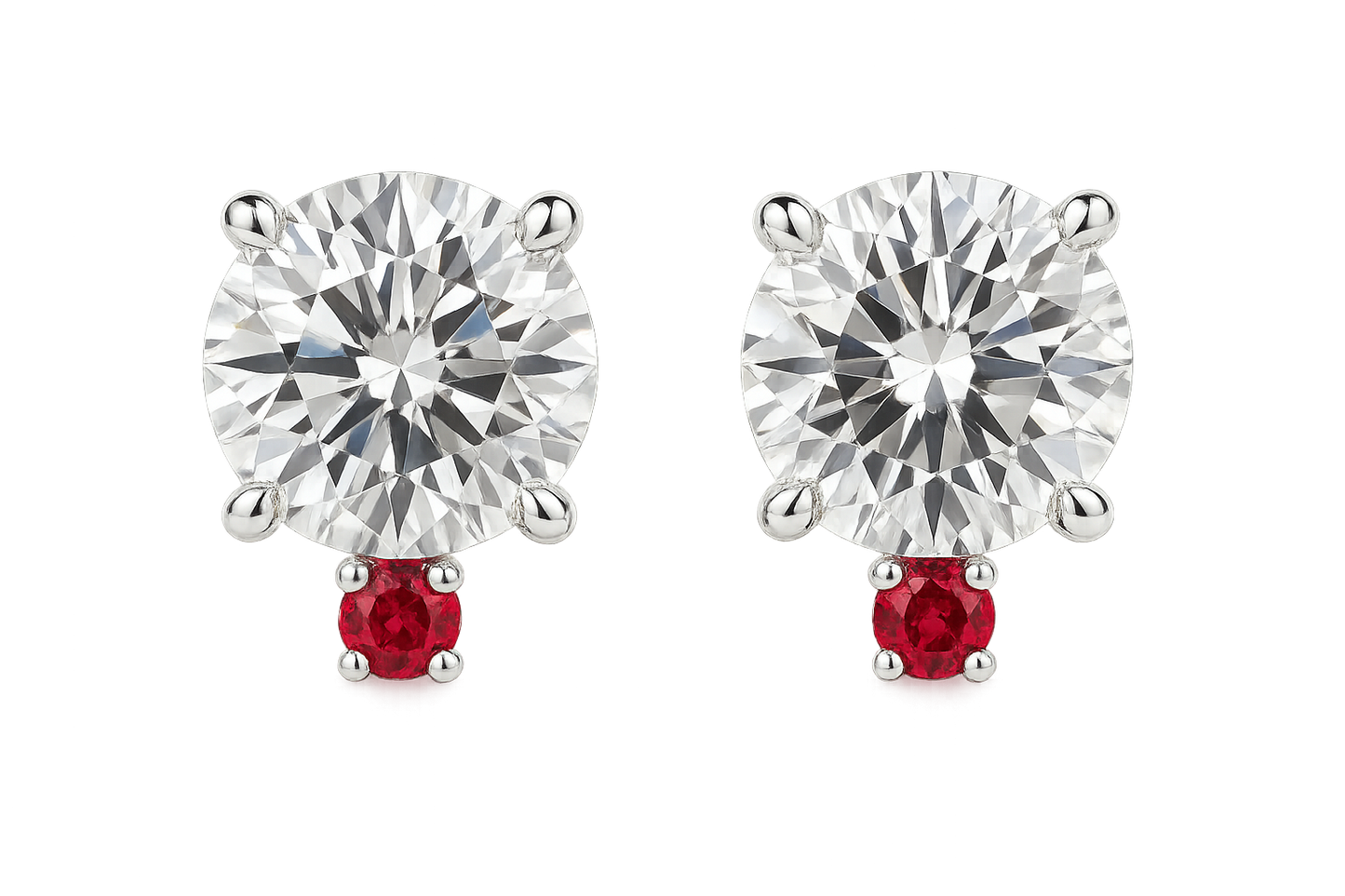 Diamond Stud Earrings 10 with ruby give the image in png format no background 