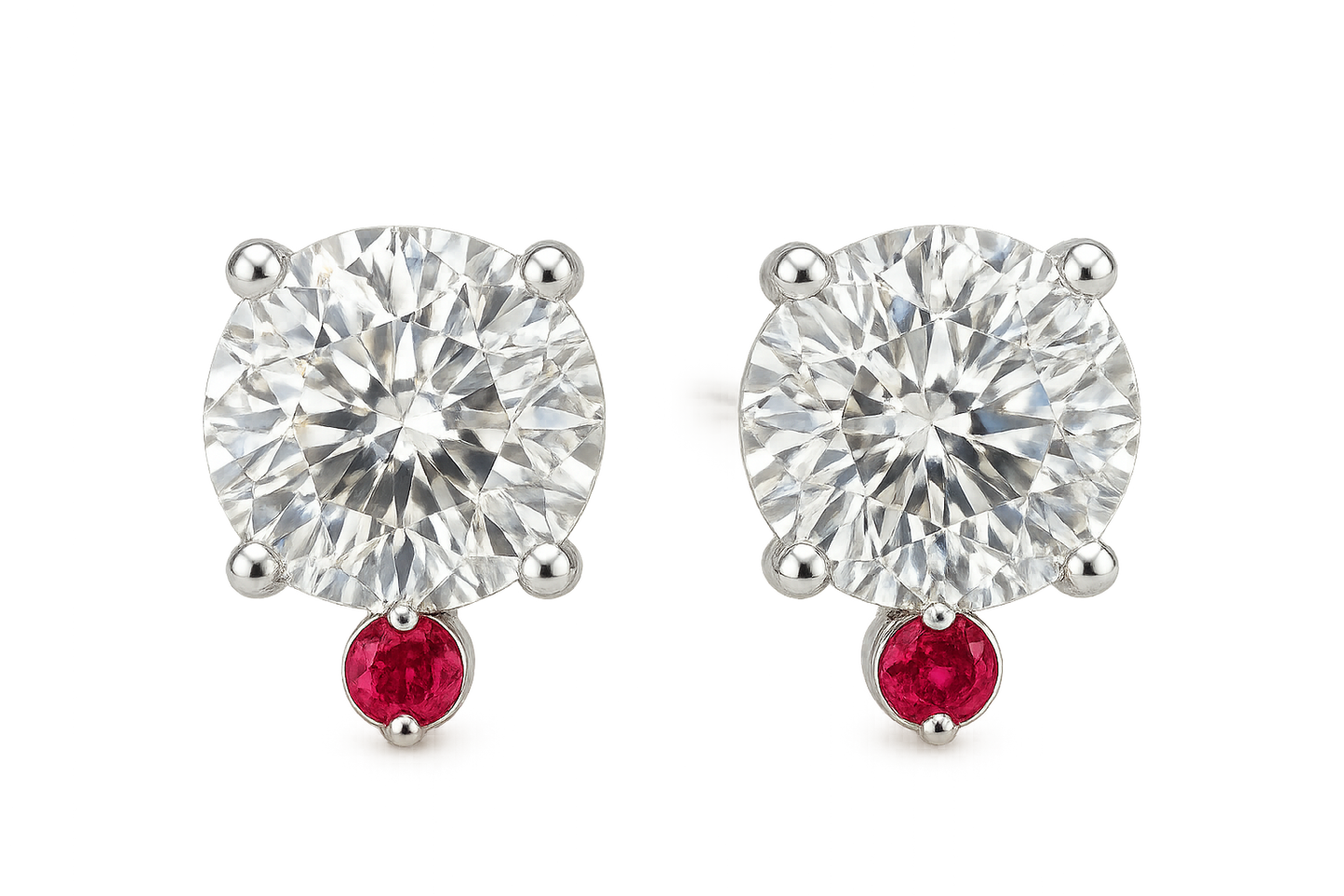 Diamond Stud Earrings 10 with ruby give the image in png format no background 