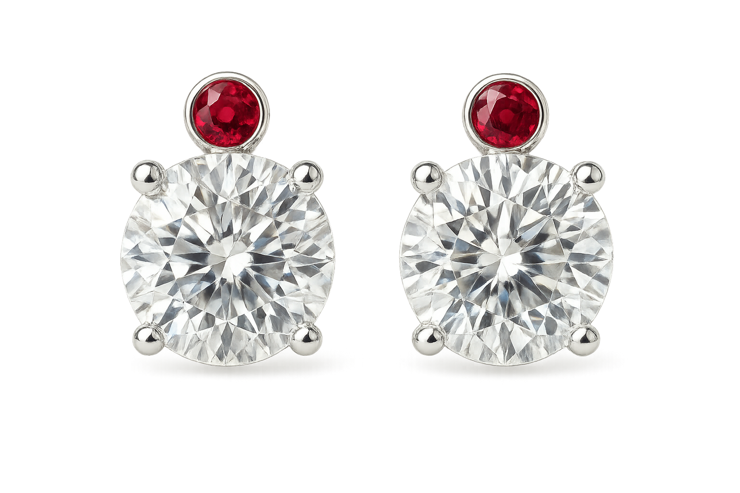 Diamond Stud Earrings 10 with ruby give the image in png format no background 