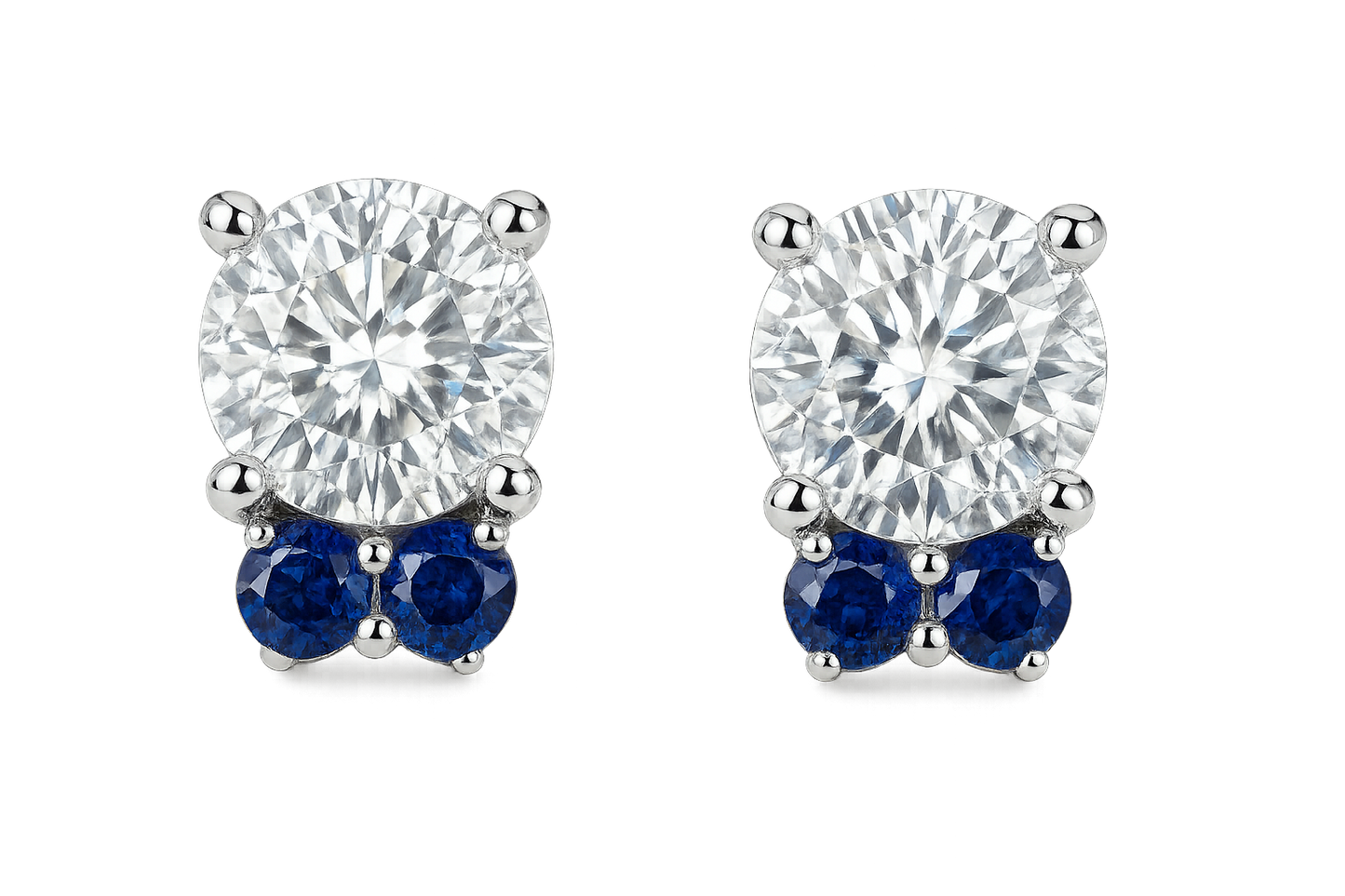 Diamond Stud Earrings 10 with sapphire give the image in png format no background 