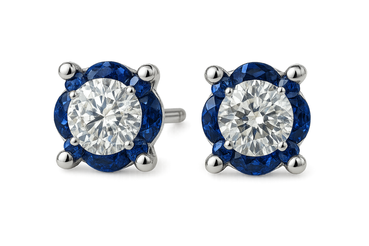 Diamond Stud Earrings 10 with sapphire give the image in png format no background