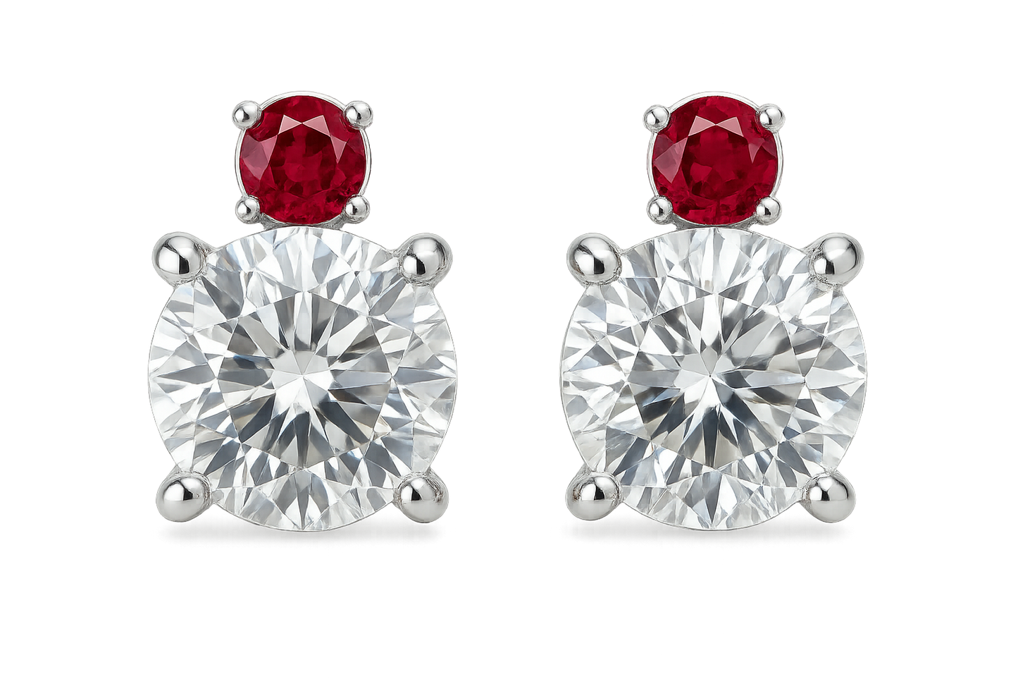 Diamond Stud Earrings 13 with ruby give the image in png format no background 