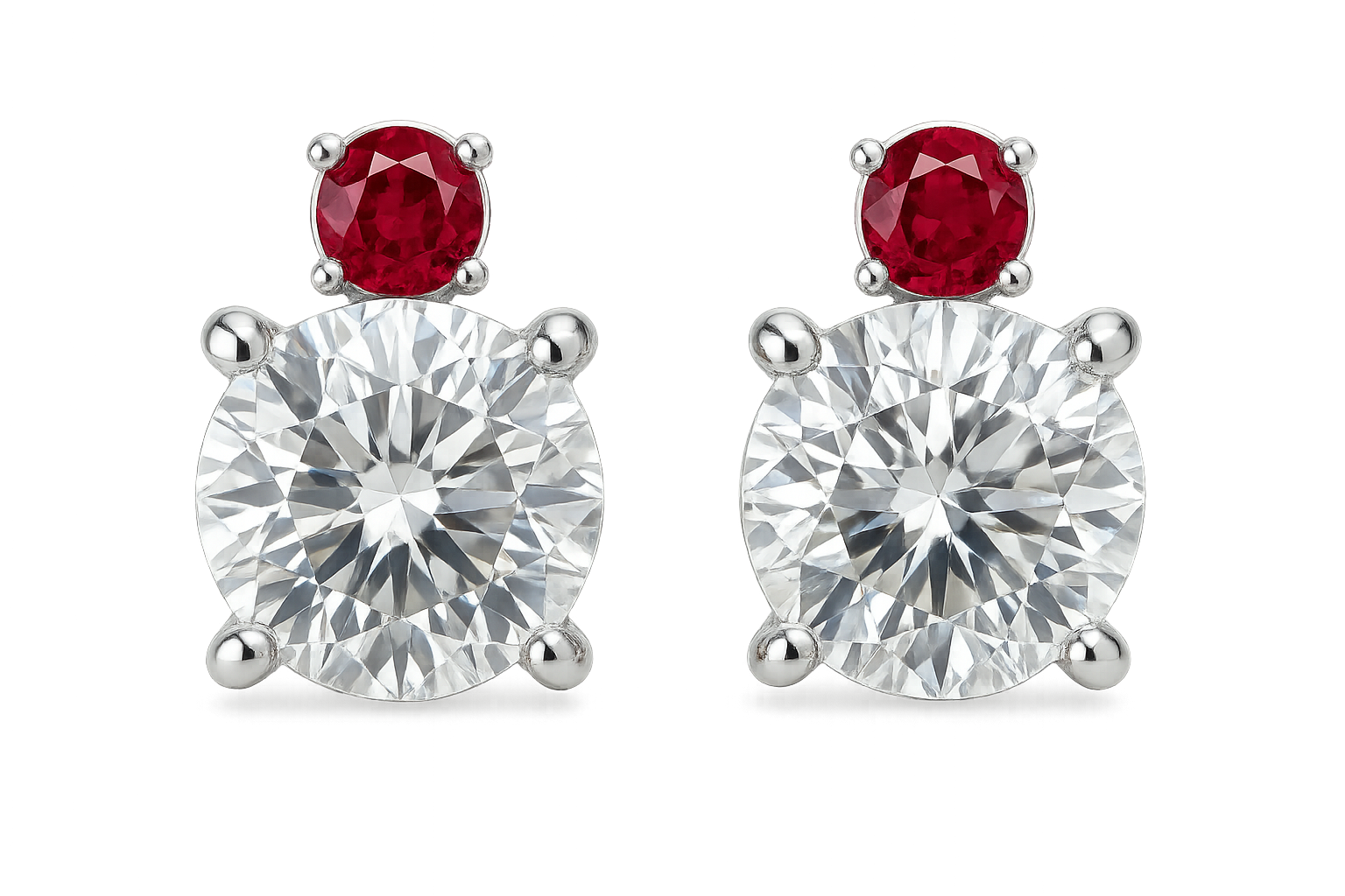 Diamond Stud Earrings 13 with ruby give the image in png format no background 