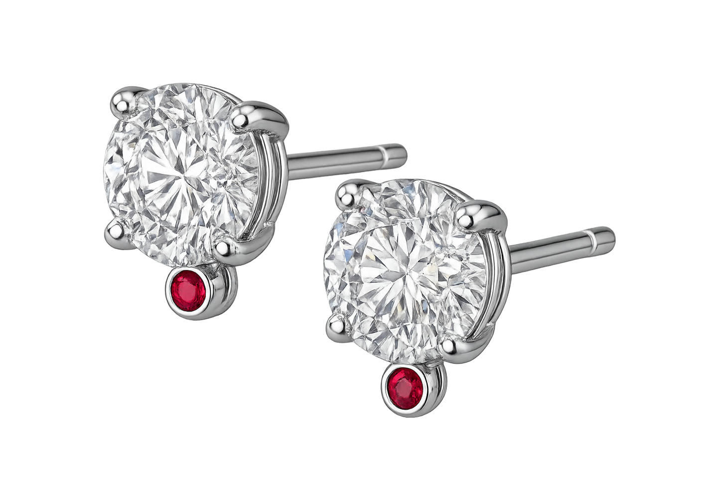 Diamond Stud Earrings 13 with ruby give the image in png format no background 