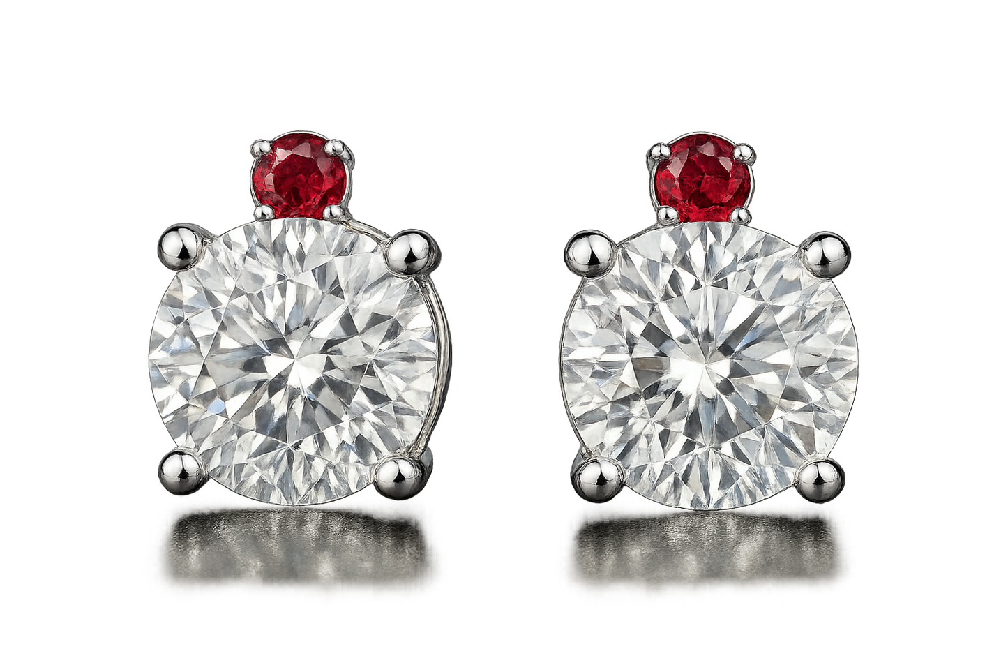 Diamond Stud Earrings 13 with ruby give the image in png format no background