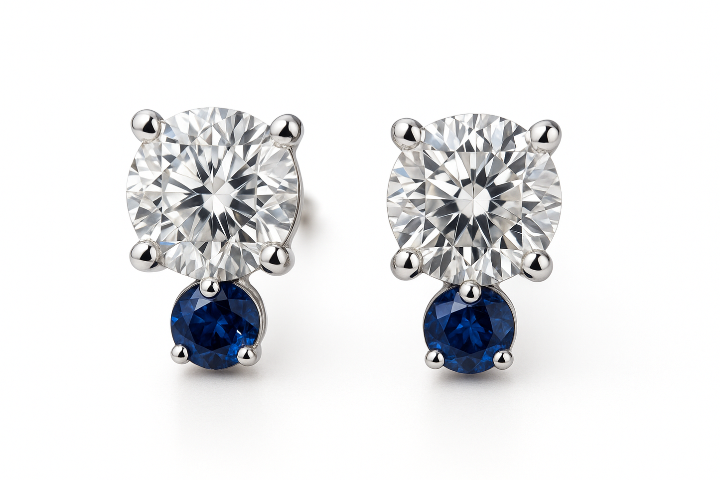 Diamond Stud Earrings 13 with sapphire give the image in png format no background 
