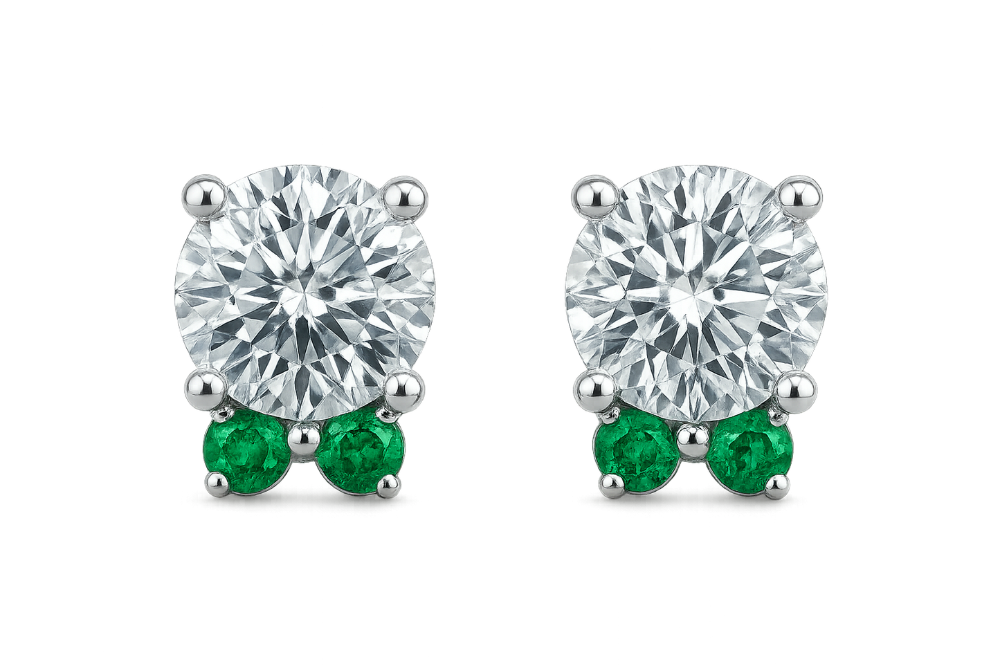 Diamond Stud Earrings 18 with emerald give the image png format no background