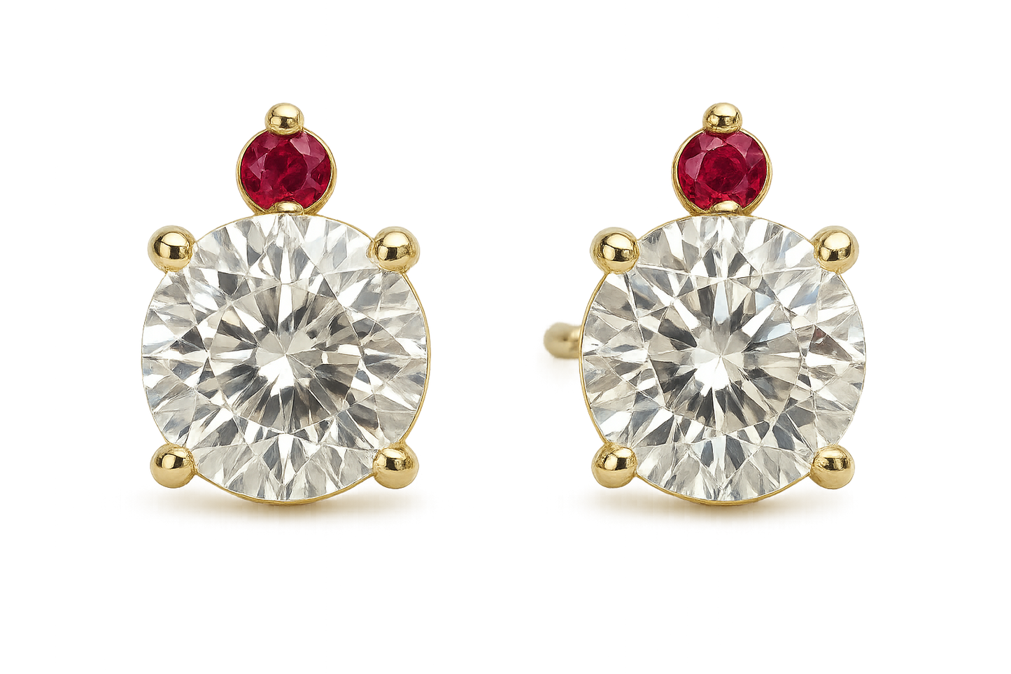 Diamond Stud Earrings 18 with ruby give the image png format no background 