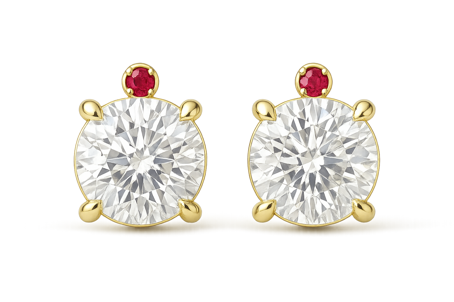 Diamond Stud Earrings 18 with ruby give the image png format no background 
