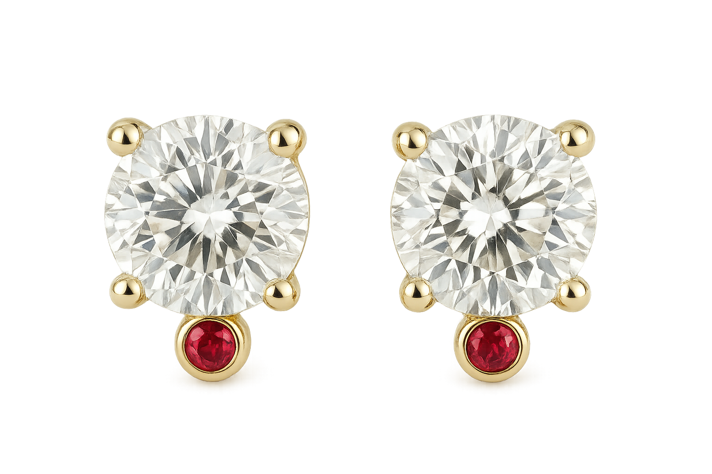 Diamond Stud Earrings 18  with ruby give the image png format no background 