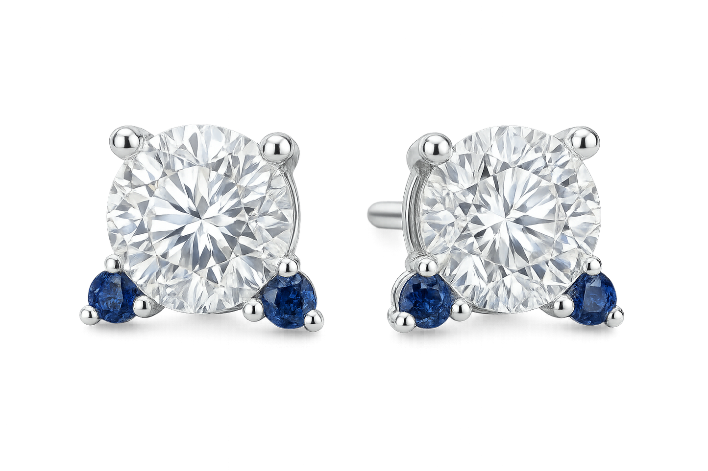 Diamond Stud Earrings 18 with sapphire give the image png format no background