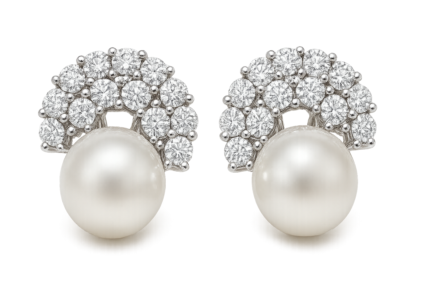 Diamond Stud Earrings 28 with pearl give the image in png format no background 
