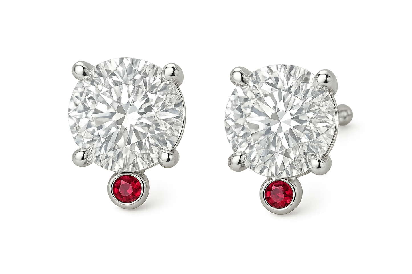 Diamond Stud Earrings 28 with ruby give the image in png format no background 