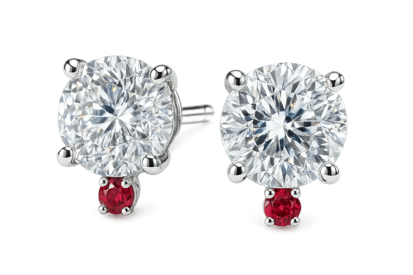 Diamond Stud Earrings 28 with ruby give the image in png format no background