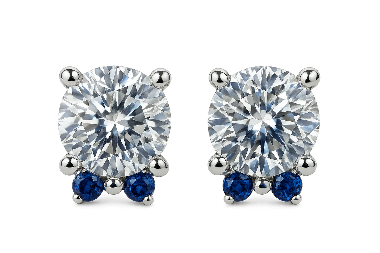 Diamond Stud Earrings 28 with sapphire give the image in png format no background