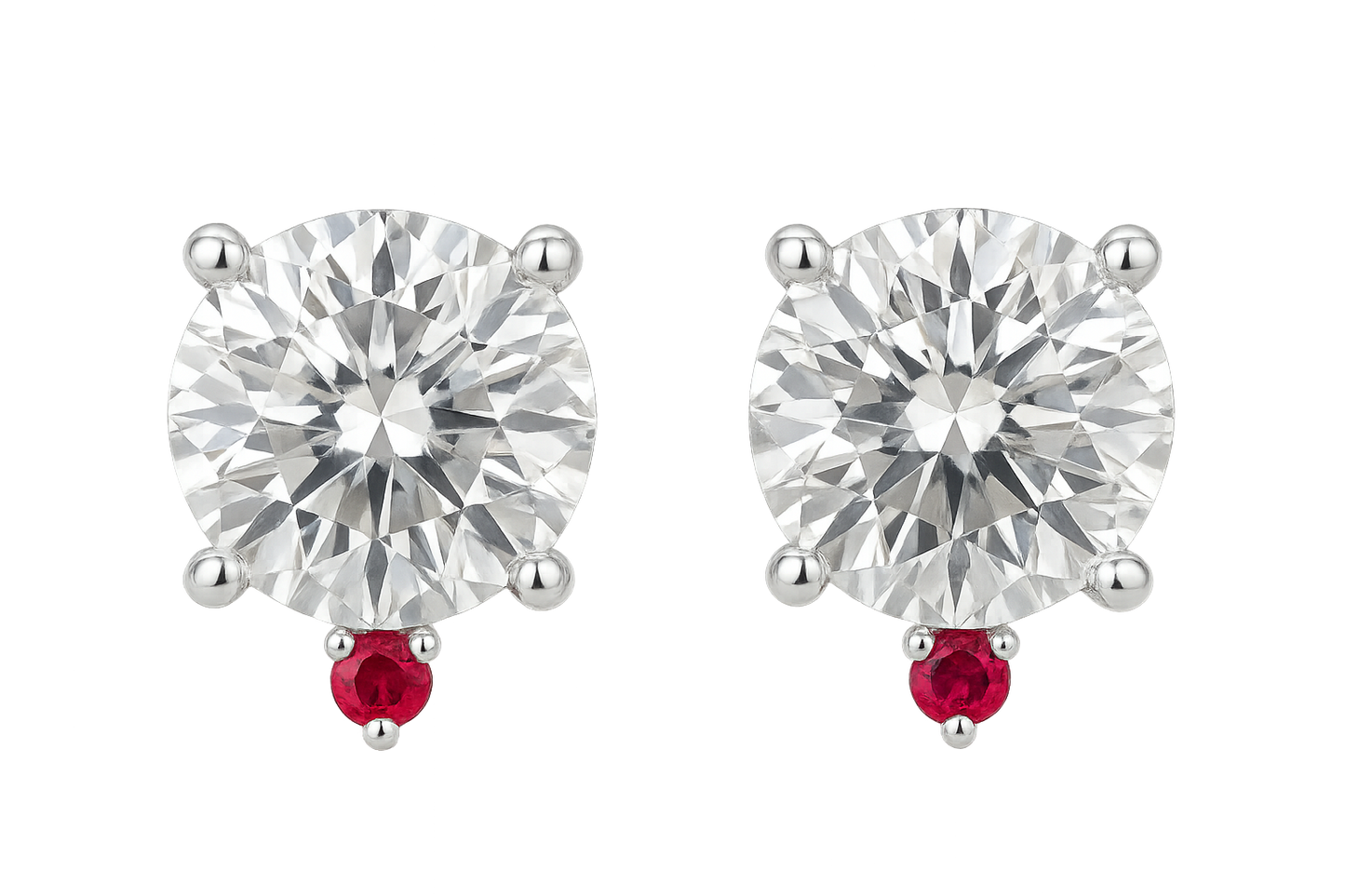 Diamond Stud Earrings 3 with ruby give the image in png format no background 