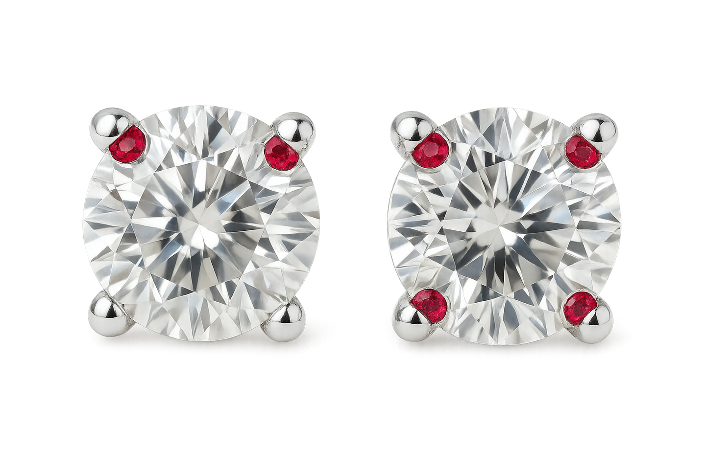 Diamond Stud Earrings 30 with ruby give the image in png format no background 