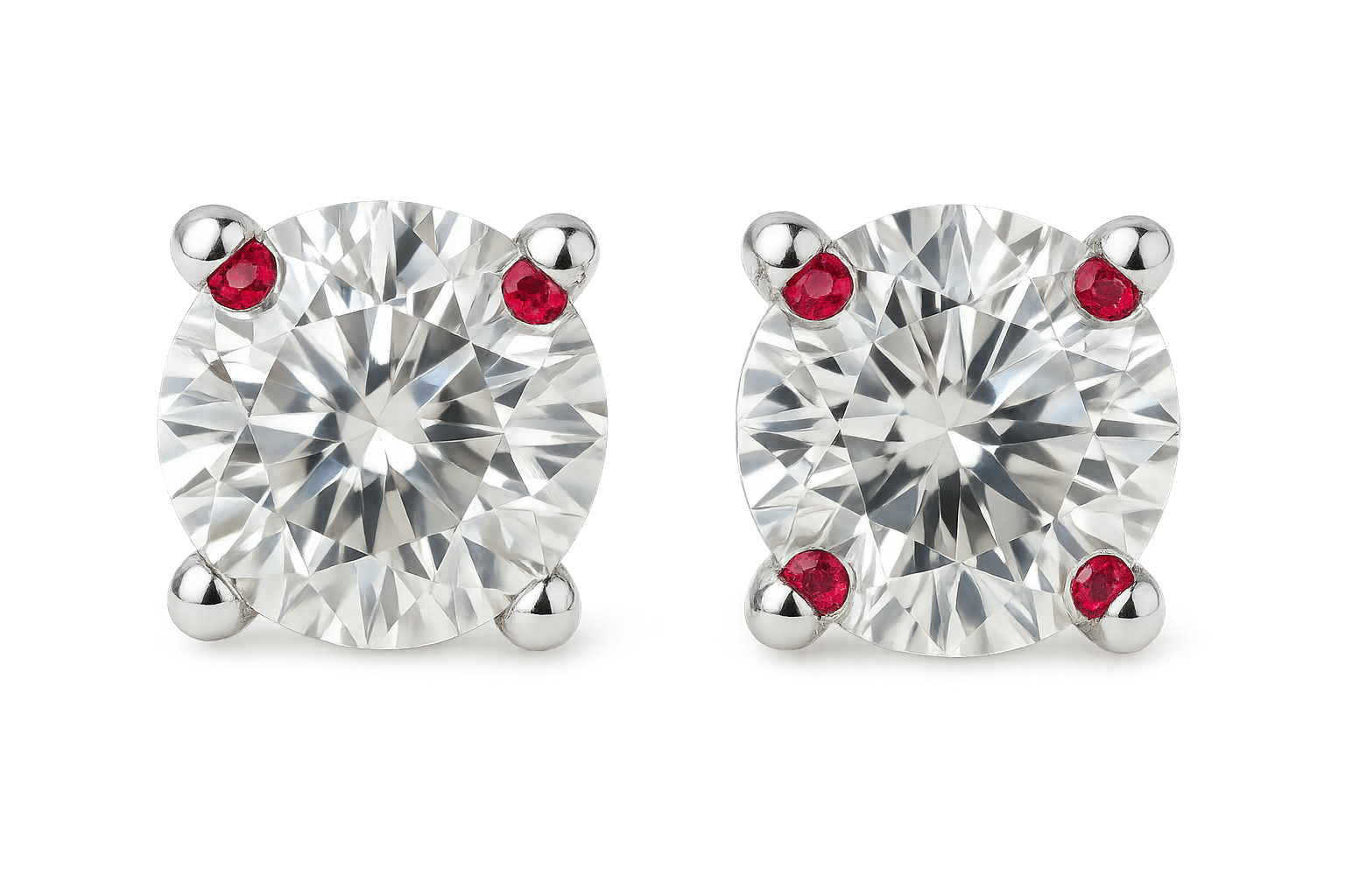 Diamond Stud Earrings 30 with ruby give the image in png format no background 