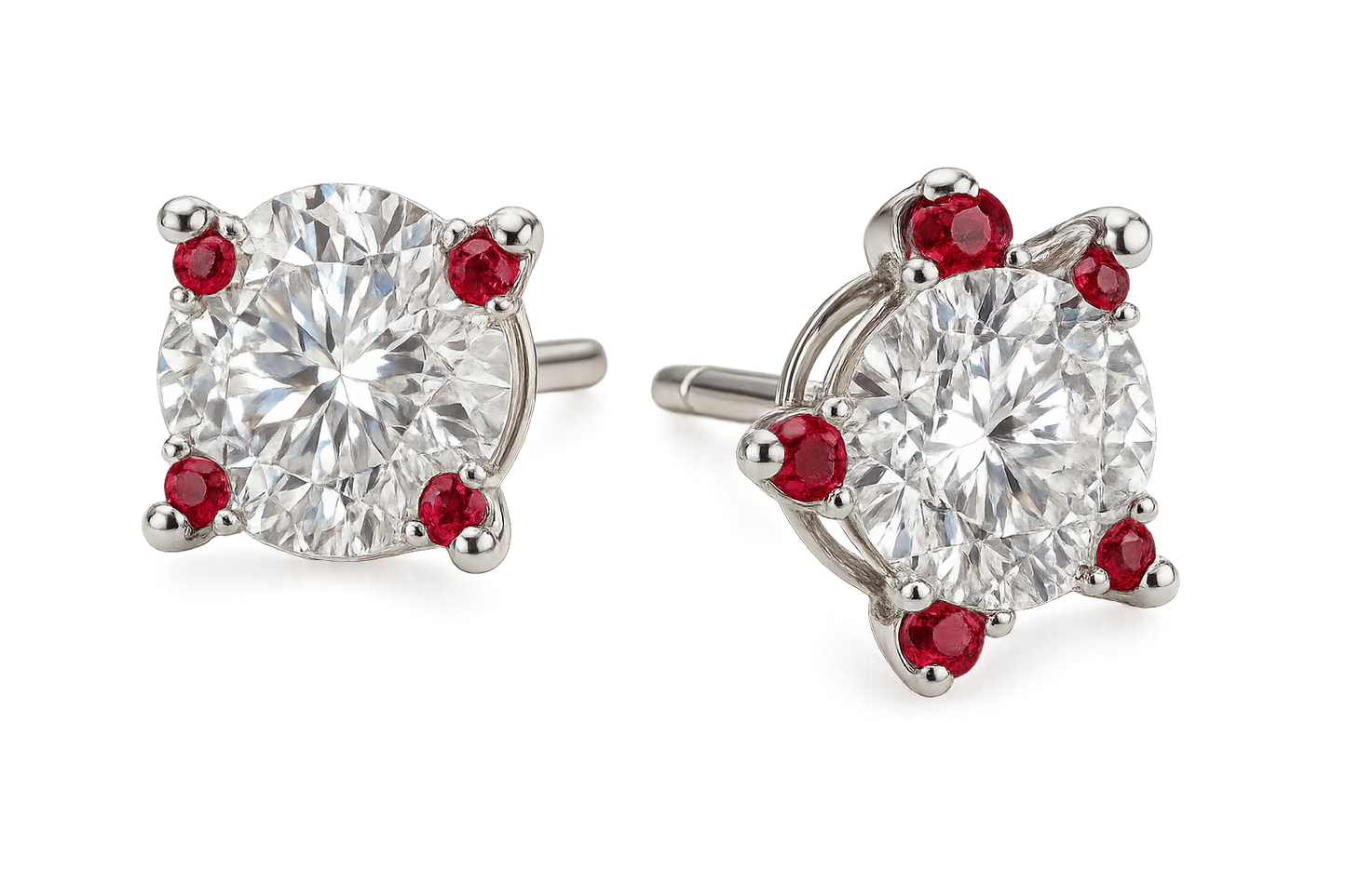 Diamond Stud Earrings 30 with ruby give the image in png format no background 