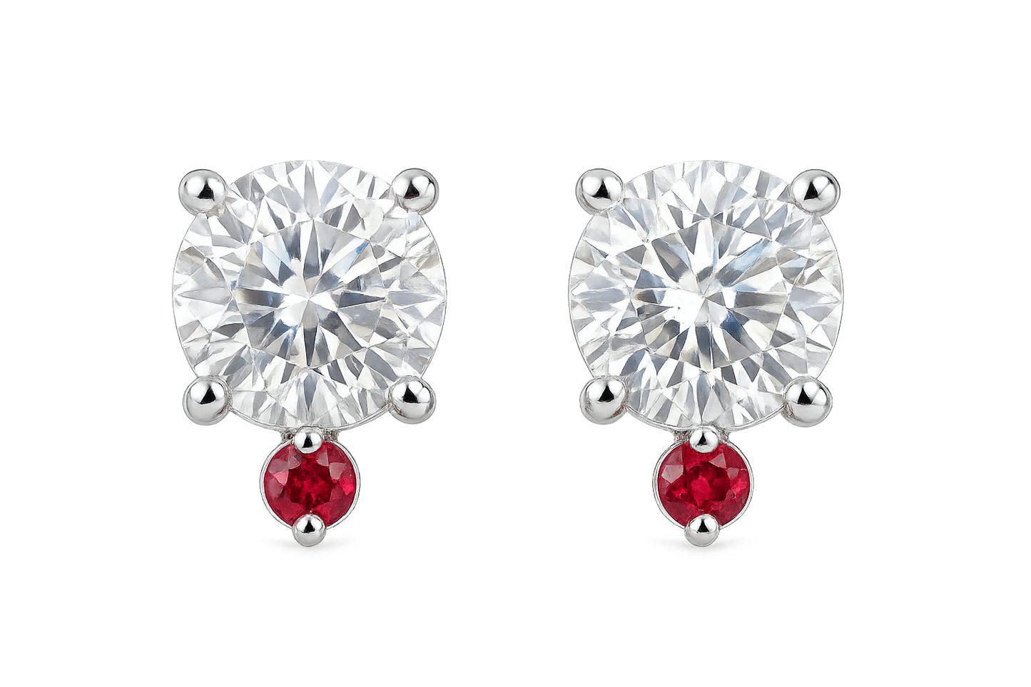 Diamond Stud Earrings 30 with ruby give the image in png format no background 