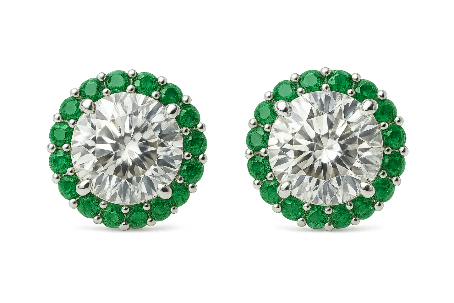 Diamond Stud Earrings 35 with emerald give the image in format no background