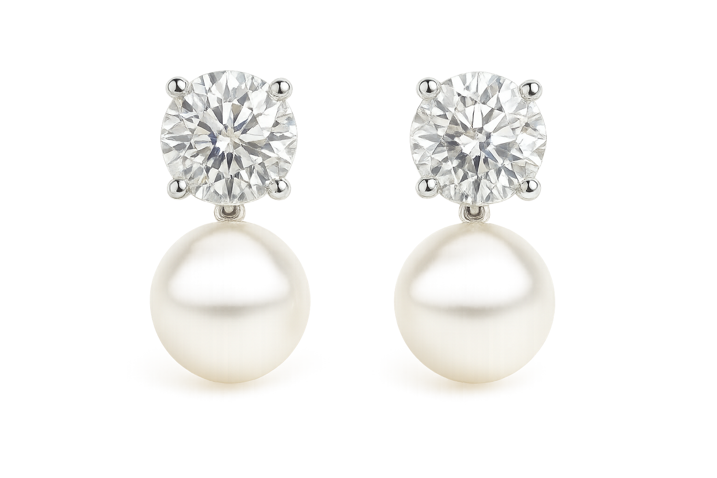 Diamond Stud Earrings 35 with pearl give the image in format no background 