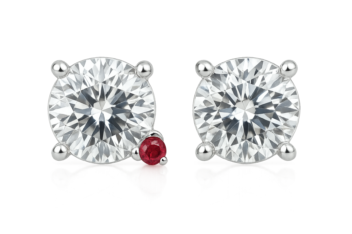 Diamond Stud Earrings 35 with ruby give the image in format no background 