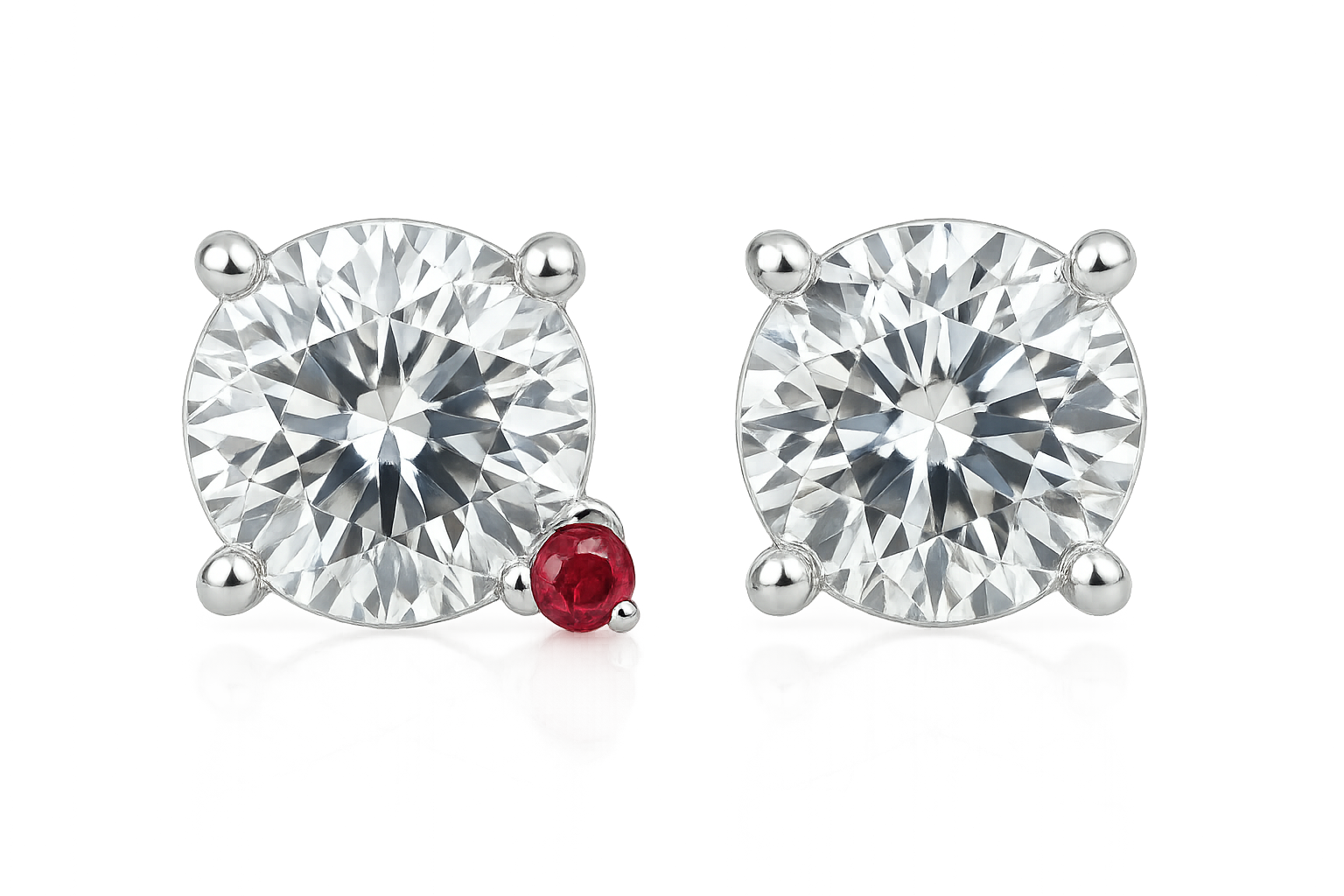 Diamond Stud Earrings 35 with ruby give the image in format no background 