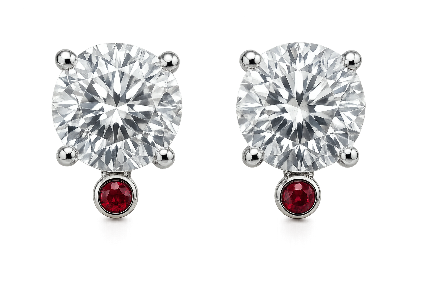 Diamond Stud Earrings 35 with ruby give the image in format no background 