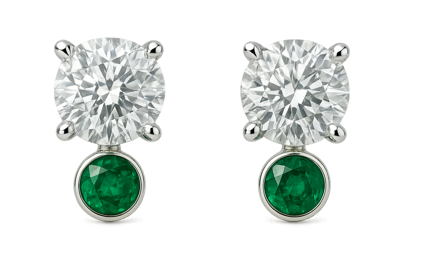 Diamond Stud Earrings 47 with emerald give the image in png format no background 