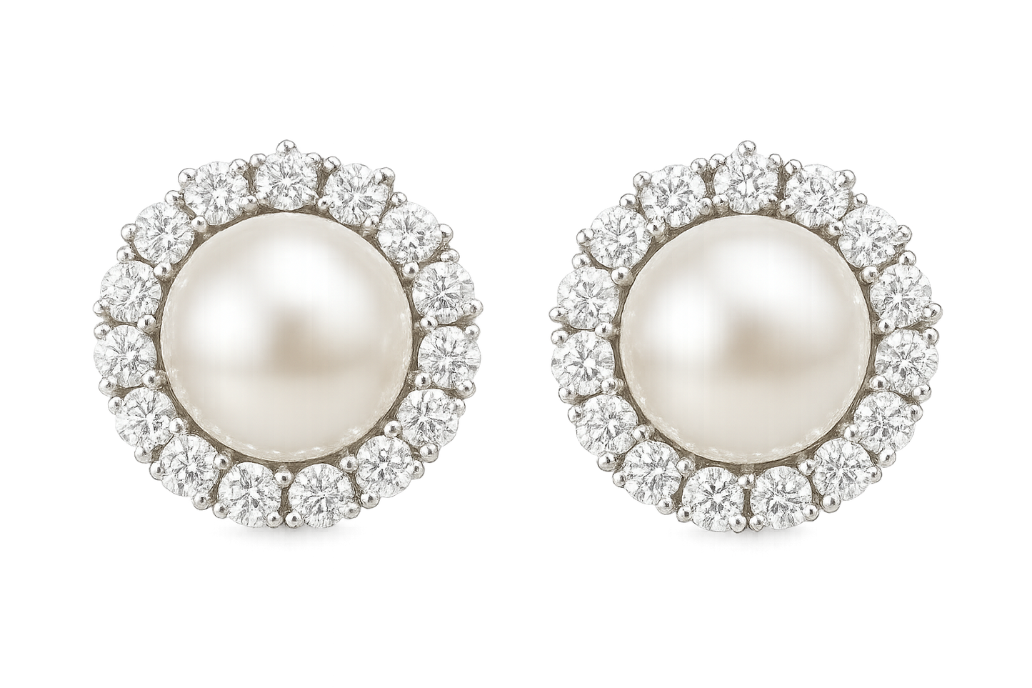 Diamond Stud Earrings 47 with pearl give the image in png format no background  