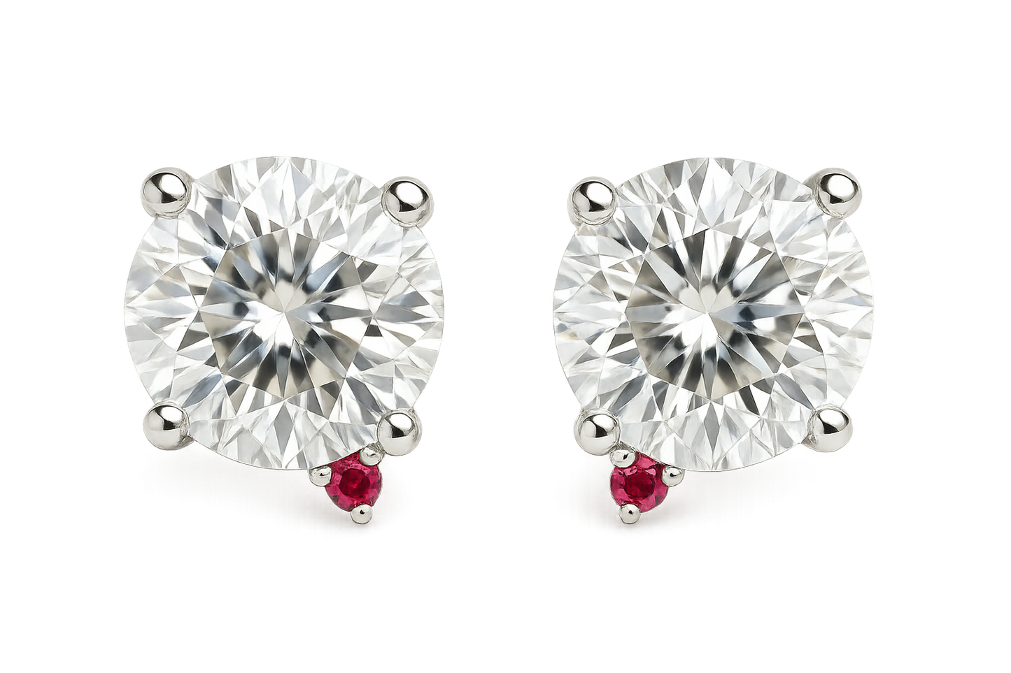 Diamond Stud Earrings 47 with ruby give the image in png format no background  