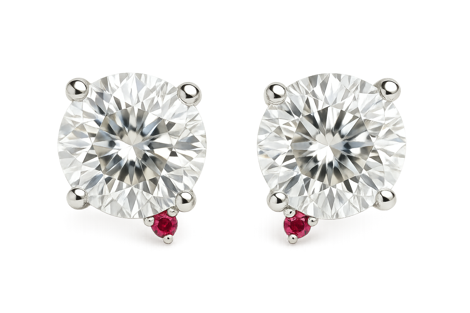 Diamond Stud Earrings 47 with ruby give the image in png format no background  
