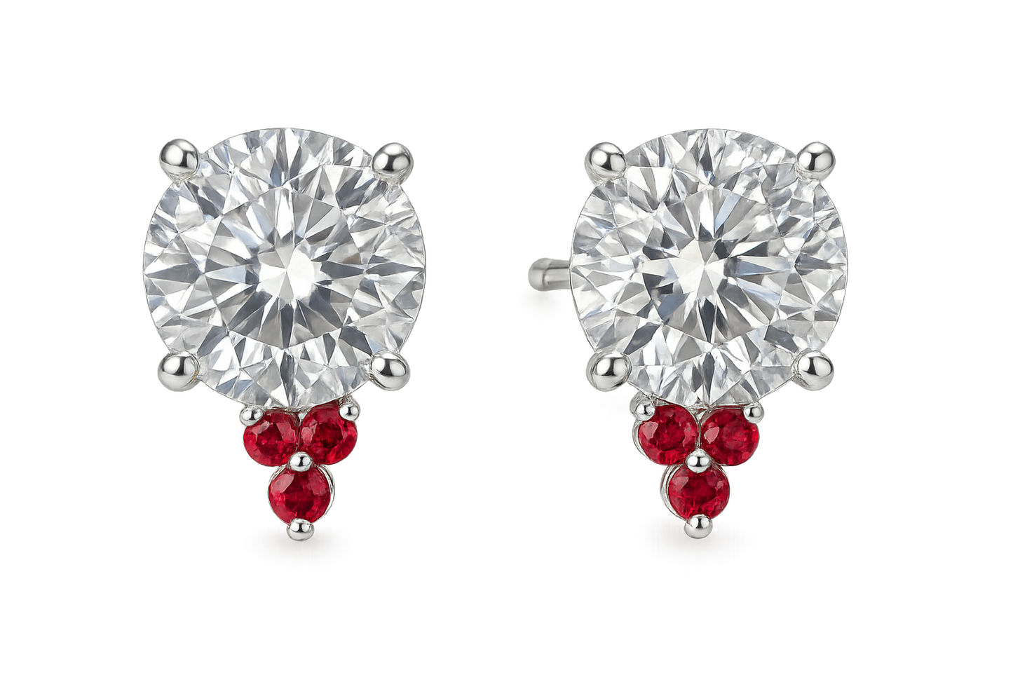 Diamond Stud Earrings 47 with ruby give the image in png format no background  