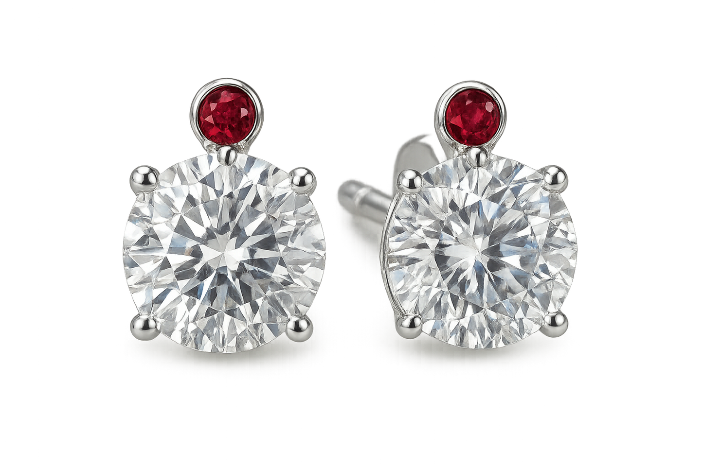 Diamond Stud Earrings 47 with ruby give the image in png format no background  