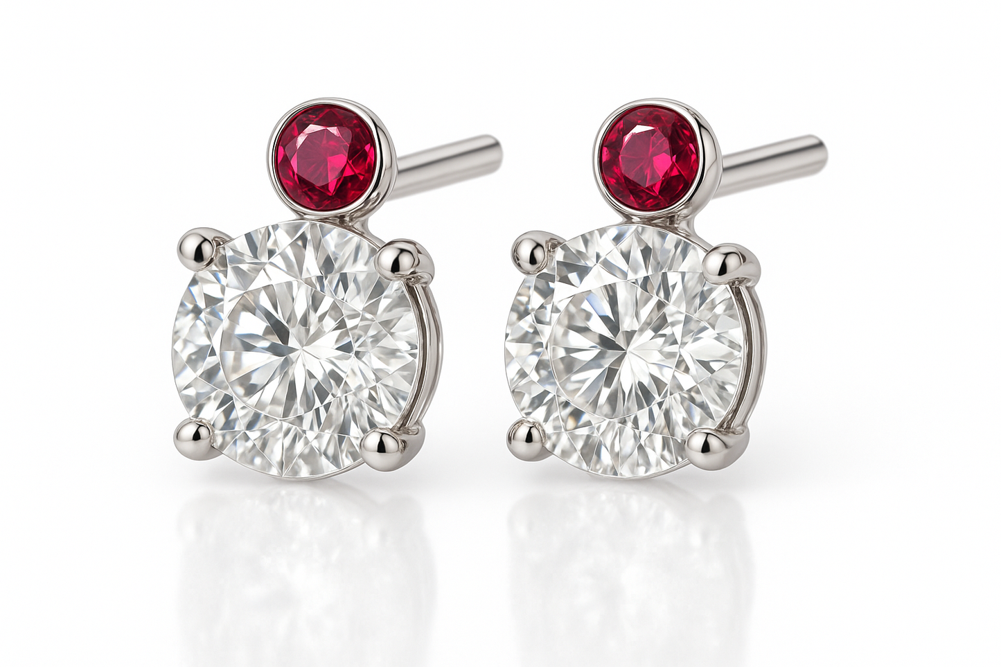 Diamond Stud Earrings 56 with ruby give the image in png format no background