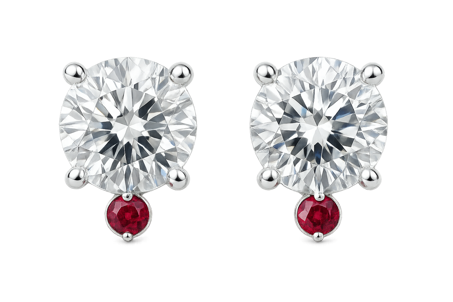 Diamond Stud Earrings 56 with ruby give the image in png format no background 
