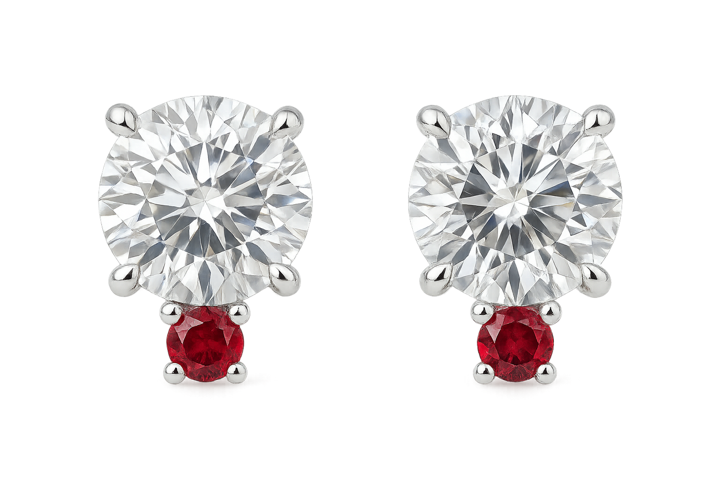 Diamond Stud Earrings 56 with ruby give the image in png format no background 