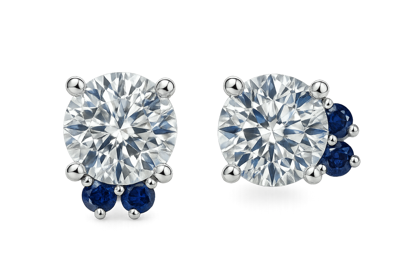 Diamond Stud Earrings 56 with sapphire give the image in png format no background