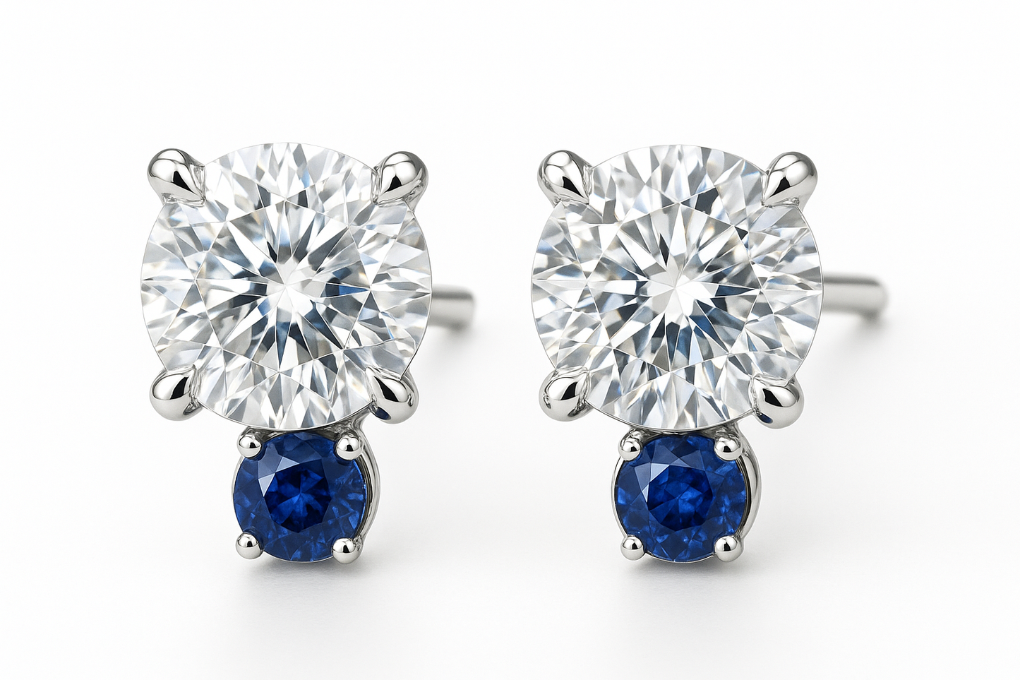 Diamond Stud Earrings 56 with sapphire give the image in png format no background 