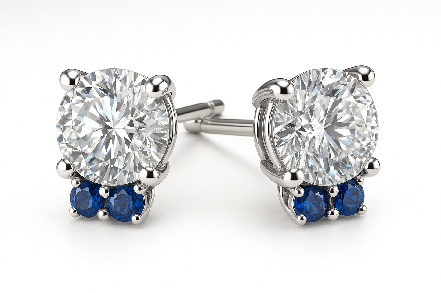 Diamond Stud Earrings 56 with sapphire give the image in png format no background